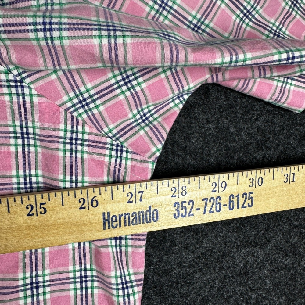 Ralph Lauren Mens XL Classic Fit Short Sleeve Plaid Button Down Shirt Pink Green - Picture 6 of 6